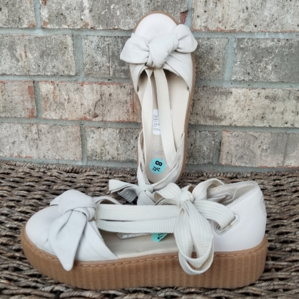 Puma X Fenty by Rihanna Beige Leather Platform Sandal(Women 8.5)Casual Sneakers